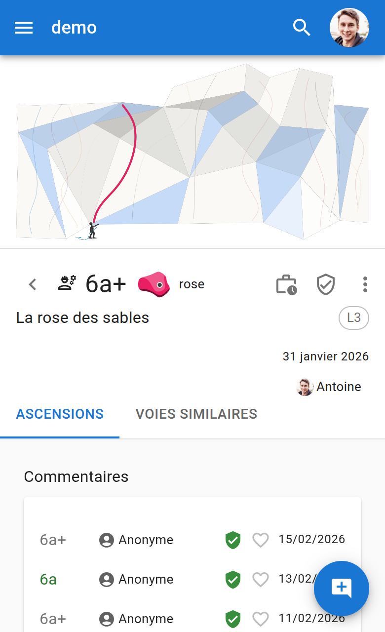 Fiche détaillée — onglet Ascensions