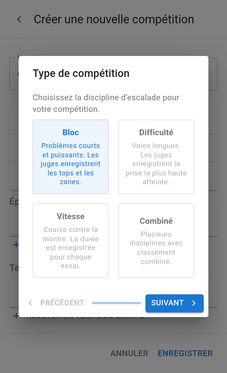 Assistant — choix de la discipline